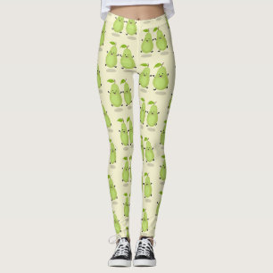 Cute peren paar cartoon illustratie leggings