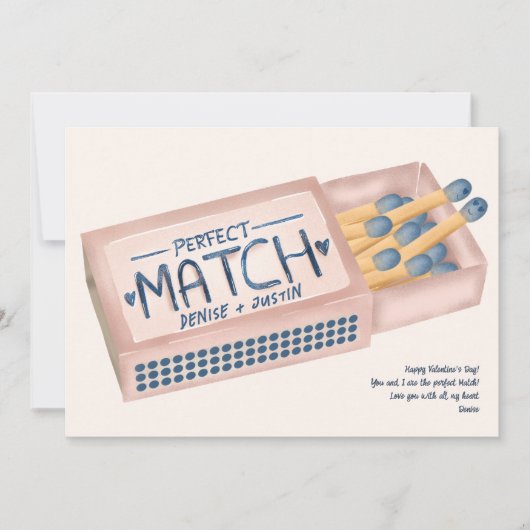 Cute perfect match roze retro Valentijn foto  Feestdagenkaart (Voorkant)