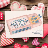 Cute perfect match roze retro Valentijn foto  Feestdagenkaart