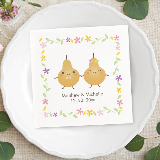 Cute Perfect Pear Floral Wreath Whimsical Wedding Servet