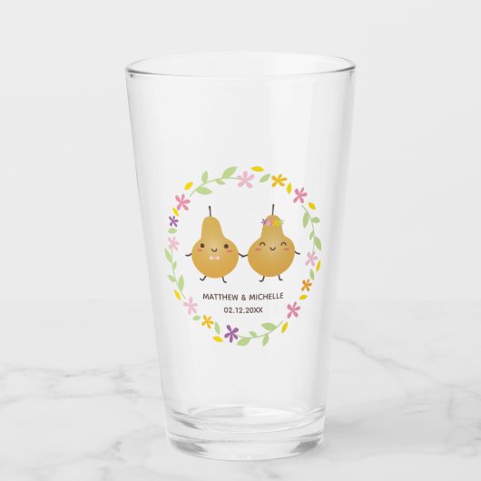 Cute Perfect Pear Married Couple Passen getrouwd W Glas (Voorkant)