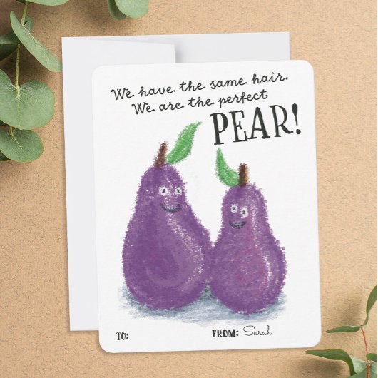Cute Perfect Pear Pun Valentijnsdag Classroom Feestdagenkaart