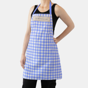 Cute  Periwinkle Gingham Pset Persoonlijk Schort
