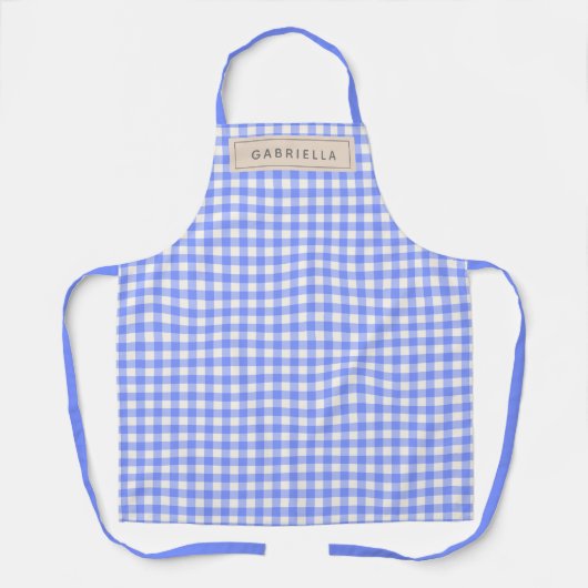 Cute  Periwinkle Gingham Pset Persoonlijk Schort (Voorkant)