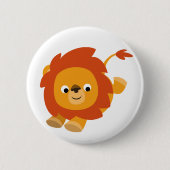 Cute Perky Cartoon Lion Button Badge (Voorkant)