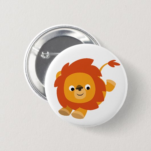 Cute Perky Cartoon Lion Button Badge (Voorkant /achterkant)