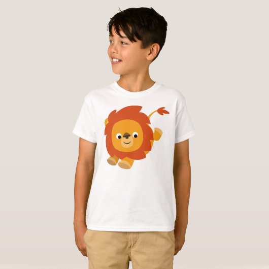 Cute Perky Cartoon Lion Children T-Shirt (Voorkant volledig)
