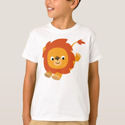 Cute Perky Cartoon Lion Children T-Shirt (Voorkant)