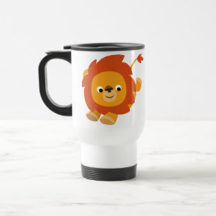 Cute Perky Cartoon Lion Commuter Mok