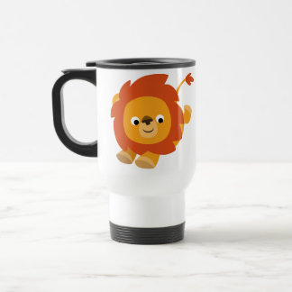 Cute Perky Cartoon Lion Commuter Mok