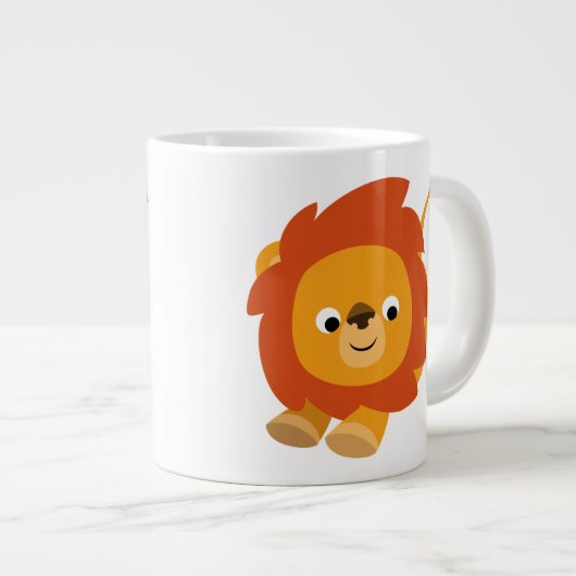 Cute Perky Cartoon Lion Grote Koffiekop (Voorkant rechts)