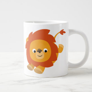 Cute Perky Cartoon Lion Grote Koffiekop