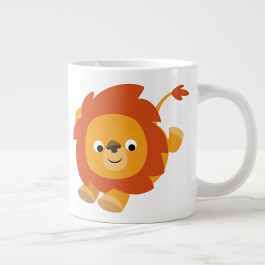 Cute Perky Cartoon Lion Grote Koffiekop (Rechts)