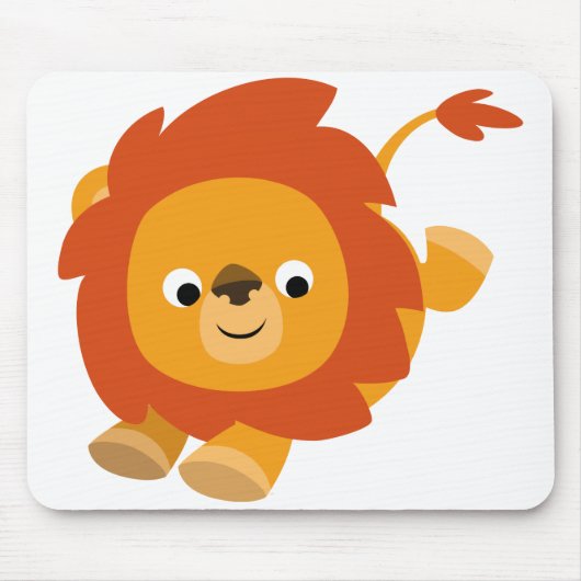 Cute Perky Cartoon Lion Mousepad Muismat (Voorkant)