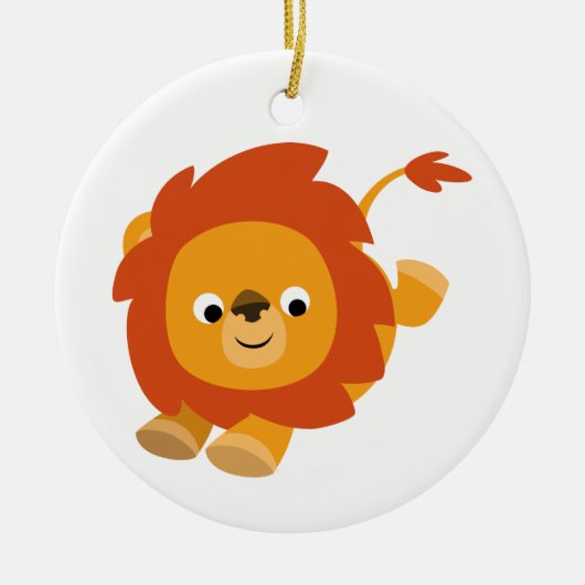 Cute Perky Cartoon Lion Ornament (Voorkant)