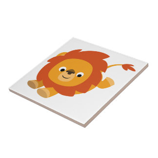 Cute Perky Cartoon Lion Tegel Tegeltje