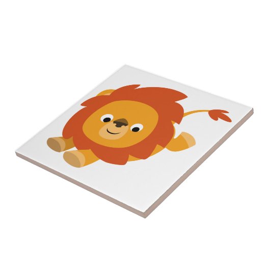Cute Perky Cartoon Lion Tegel Tegeltje (Zijkant)