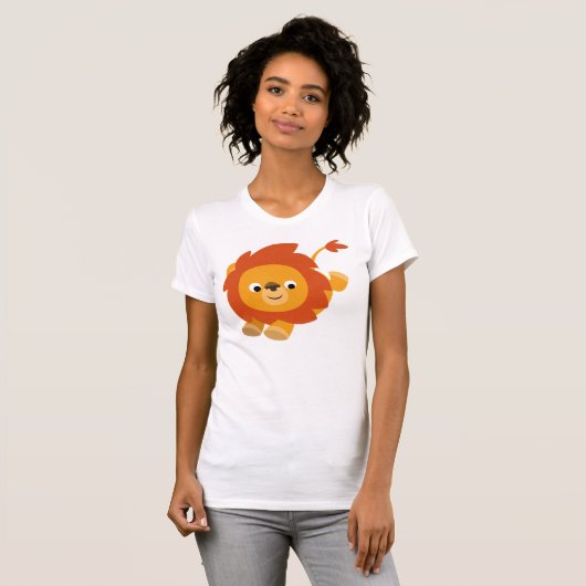 Cute Perky Cartoon Lion Women T-Shirt (Voorkant volledig)