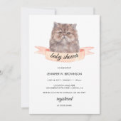 Cute Persian Cat Ribbon Baby shower Kaart (Voorkant)