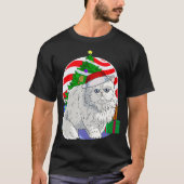 Cute Persian Cat Santa Kersttree Decor Gift T-shirt (Voorkant)