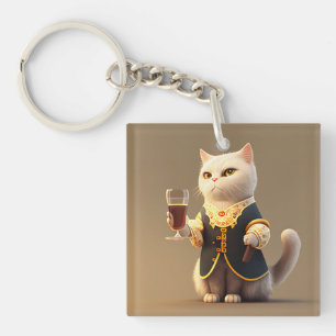 Cute Personal cat-dienaar, grappige servant cat Sleutelhanger
