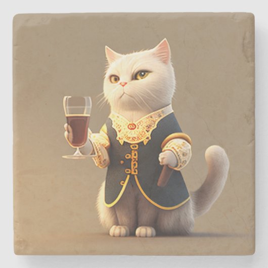 Cute Personal cat servant, grappig dienaar Kitten Stenen Onderzetter (Voorkant)