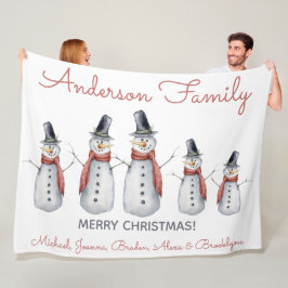 Cute Personal Familienaam Snowman Merry Kerstry Fleece Deken