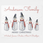 Cute Personal Familienaam Snowman Merry Kerstry Fleece Deken (Voorkant (Horizontaal))