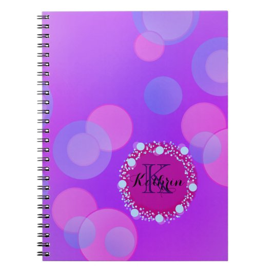 Cute Personal Pink Bubble Blue Fun Kantoor Notitieboek (Voorkant)