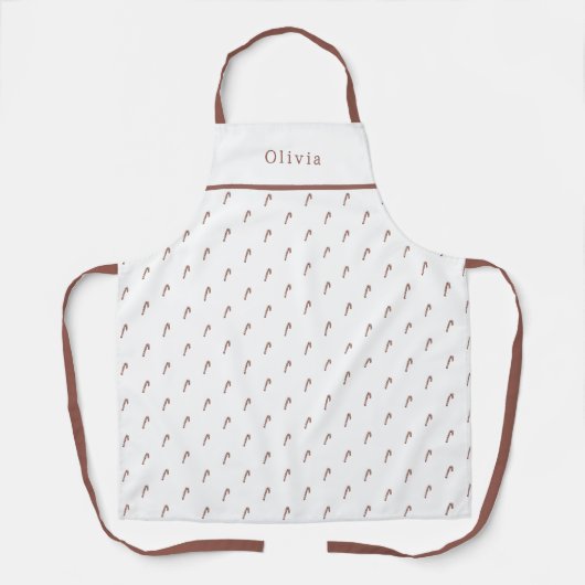 Cute Personalised Candy Cane Pattern Apron Schort (Voorkant)