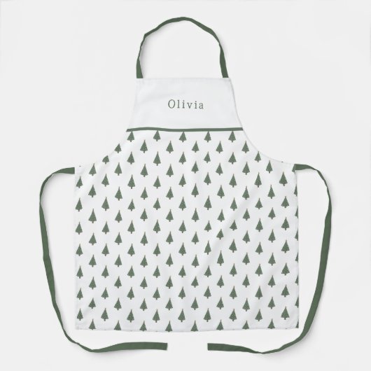 Cute Personalised Christmas Tree Pattern Apron Schort (Voorkant)
