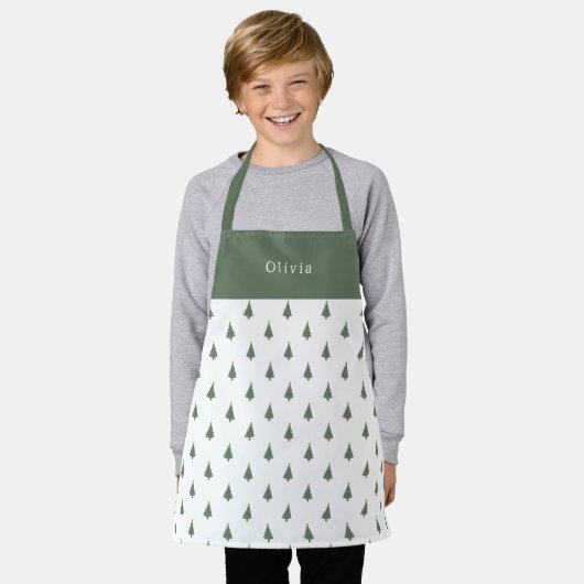 Cute Personalised Christmas Trees Pattern Apron Schort (Gedragen)