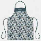 Cute Personalised Christmas Winter Pattern Apron. Schort (Voorkant)