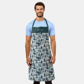 Cute Personalised Christmas Winter Pattern Apron. Schort (Gedragen)