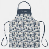 Cute Personalised Christmas Winter Pattern Apron. Schort (Voorkant)