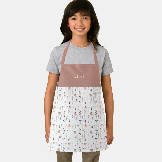 Cute Personalised Floral Botanical Pattern Apron Schort (Insitu)