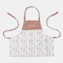 Cute Personalised Floral Botanical Pattern Apron Schort