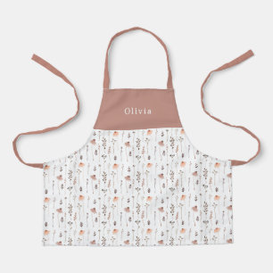 Cute Personalised Floral Botanical Pattern Apron Schort