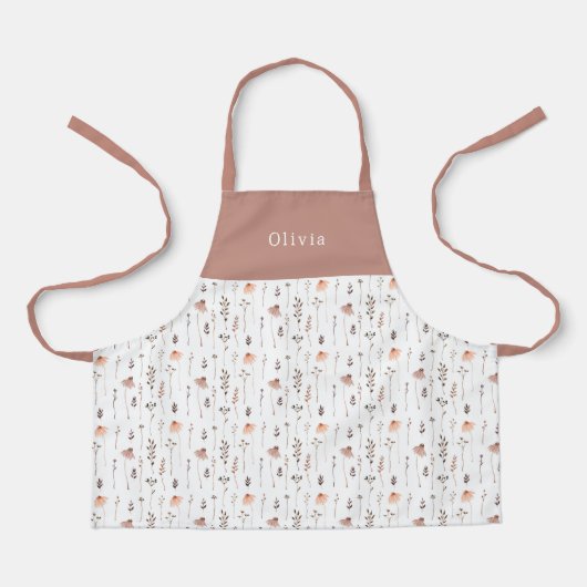 Cute Personalised Floral Botanical Pattern Apron Schort (Voorkant)