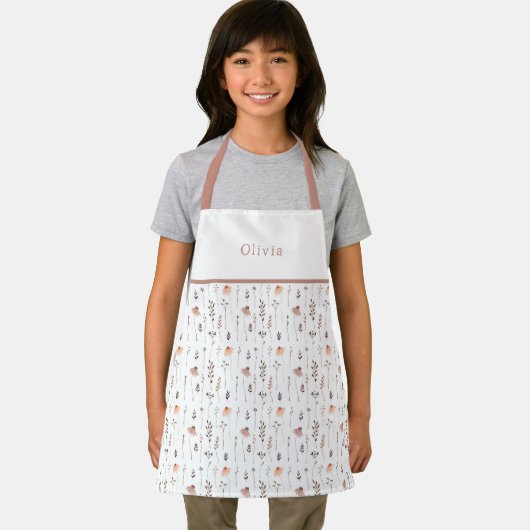 Cute Personalised Floral Botanical Pattern Apron Schort (Insitu)
