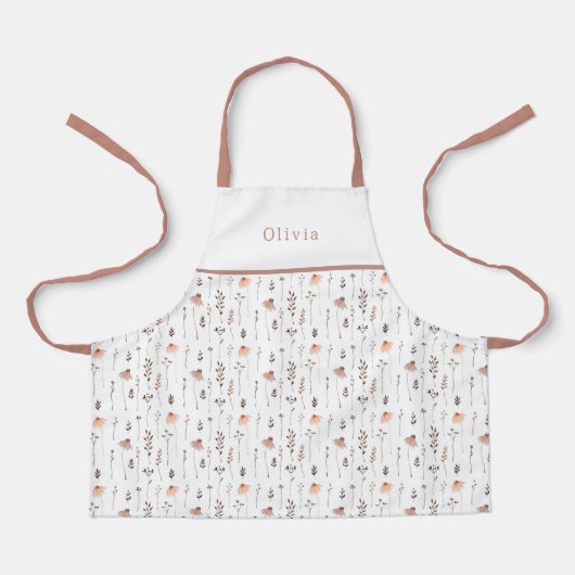 Cute Personalised Floral Botanical Pattern Apron Schort (Voorkant)
