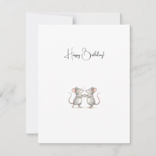 Cute Personalised Happy Birthday Mice. Notitiekaartje (Voorkant)