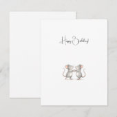 Cute Personalised Happy Birthday Mice. Notitiekaartje (Voorkant / Achterkant)