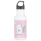 Cute Personalised Kinder Unicorn Waterfles (Voorkant)