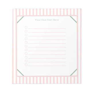Cute Personalised Pink And Green Stripes Note List Notitieblok