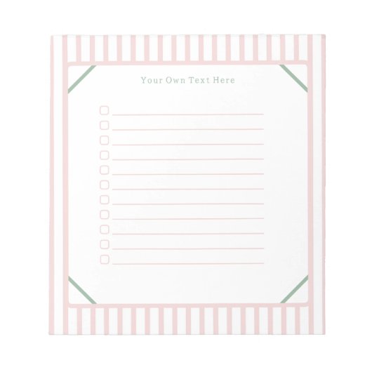 Cute Personalised Pink And Green Stripes Note List Notitieblok (Voorkant)