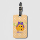 Cute Personalize Halloween Pumpkin Bagagelabel (Voorkant (verticaal))