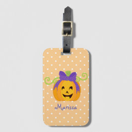Cute Personalize Halloween Pumpkin Bagagelabel
