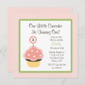 Cute Personalize roze Cupcake Birthday Invitations Kaart (Voorkant / Achterkant)