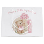 Cute Personalized 1st Birthday Gift Bag for Girl Groot Cadeauzakje (Voorkant)